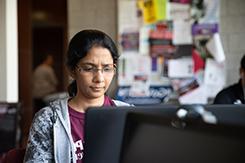 Student works on computer